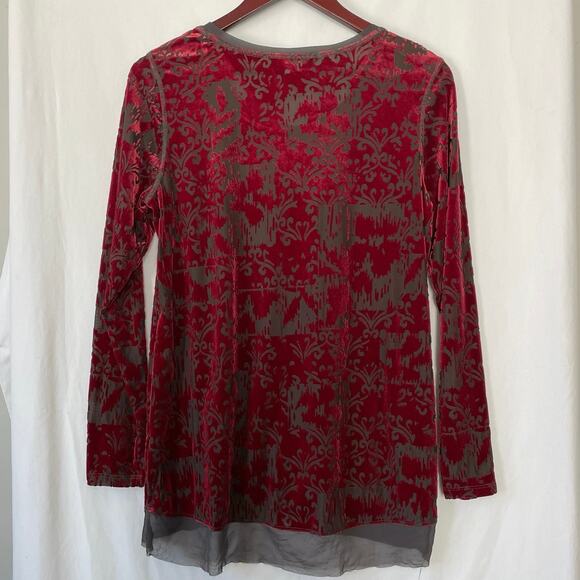 VTG Y2K Velvet Burnout Womens Top Whimsigoth Fairy Witchy 3/4 Sleeves Size Large - Picture 2 of 7